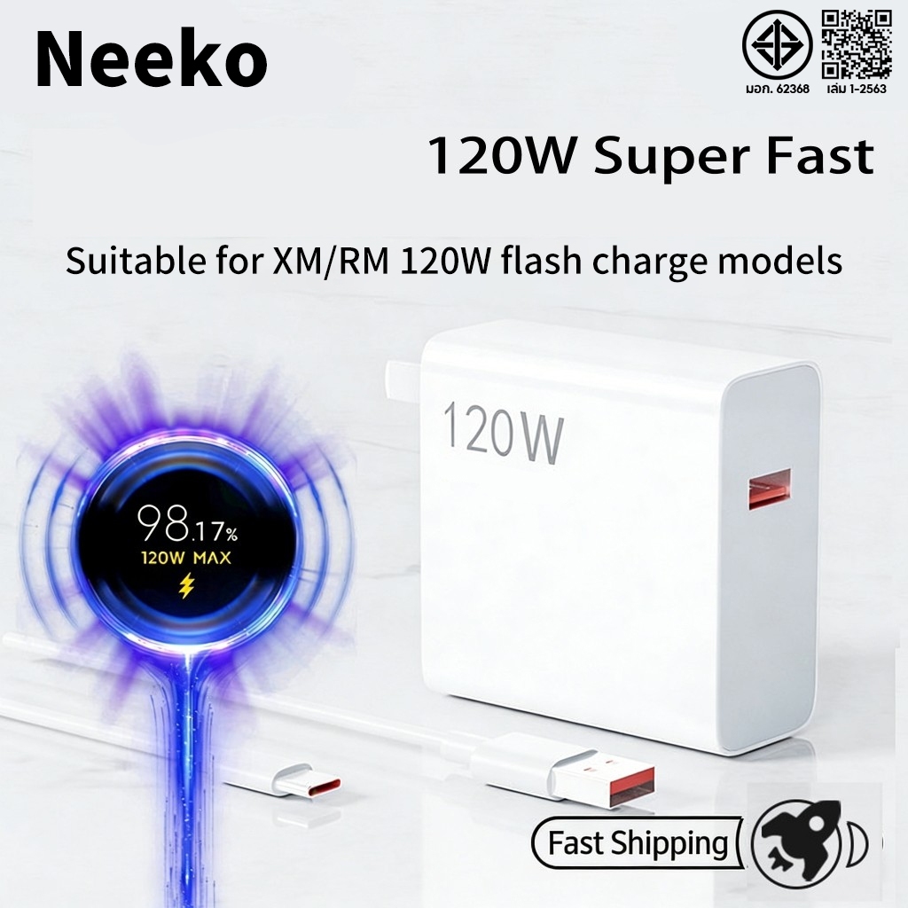 【รับประกัน1ปี】 240W 380W Type-c Super Flash Charge หัวชาร์จเร็ว+สายชาร์จเร็ว charger