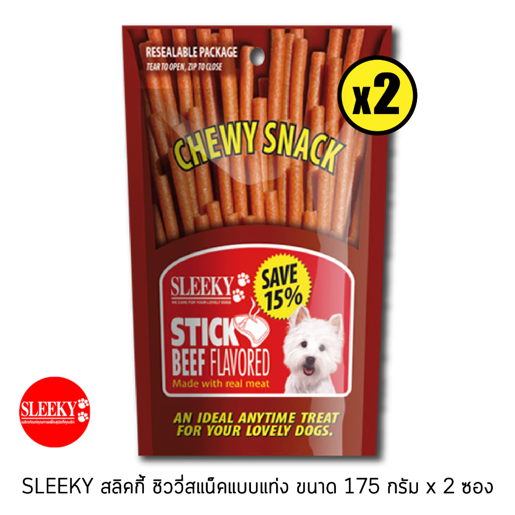 SLEEKY สลิคกี้ชิววี่สแน็คแบบแท่ง ขนาด 175 กรัม แพ็คคู่ 2 ซอง