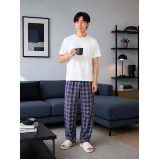 กางเกงนอนขายาว ลายสก็อตหน้า 1 มีหลายลาย คอตต้อน ยางยืดอย่างดี Long sleep pant pajamas plaid pattern