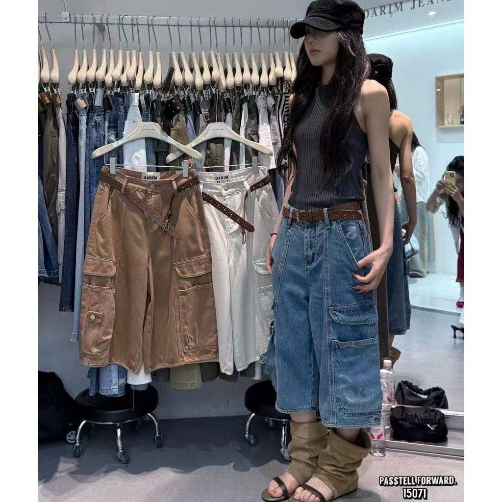 🇰🇷New🇰🇷  Korea darim cargo with belt มาใหม่ค้ากับยีนคาร์โก้3ส่วน ทรงสวยมาก ใส่สวยเท่ห์ๆเลย แนะนำเลยค