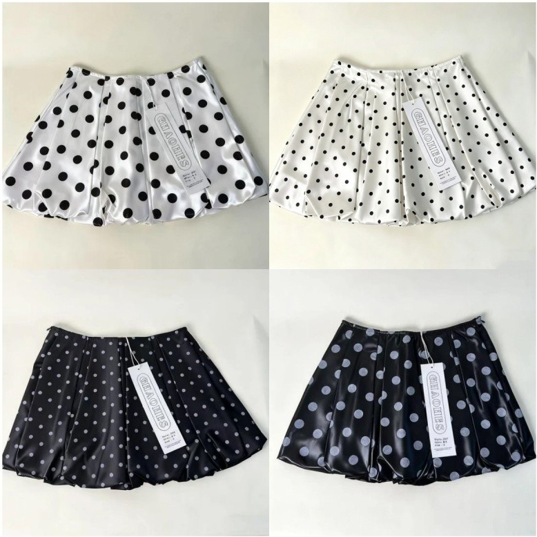 Polka dots กระโปรงครึ่งตัวสไตล์เกาหลี แฟชั่น ใส่ได้ทุกโอกาส มีให้เลือก 4 แบบ#2047-2048