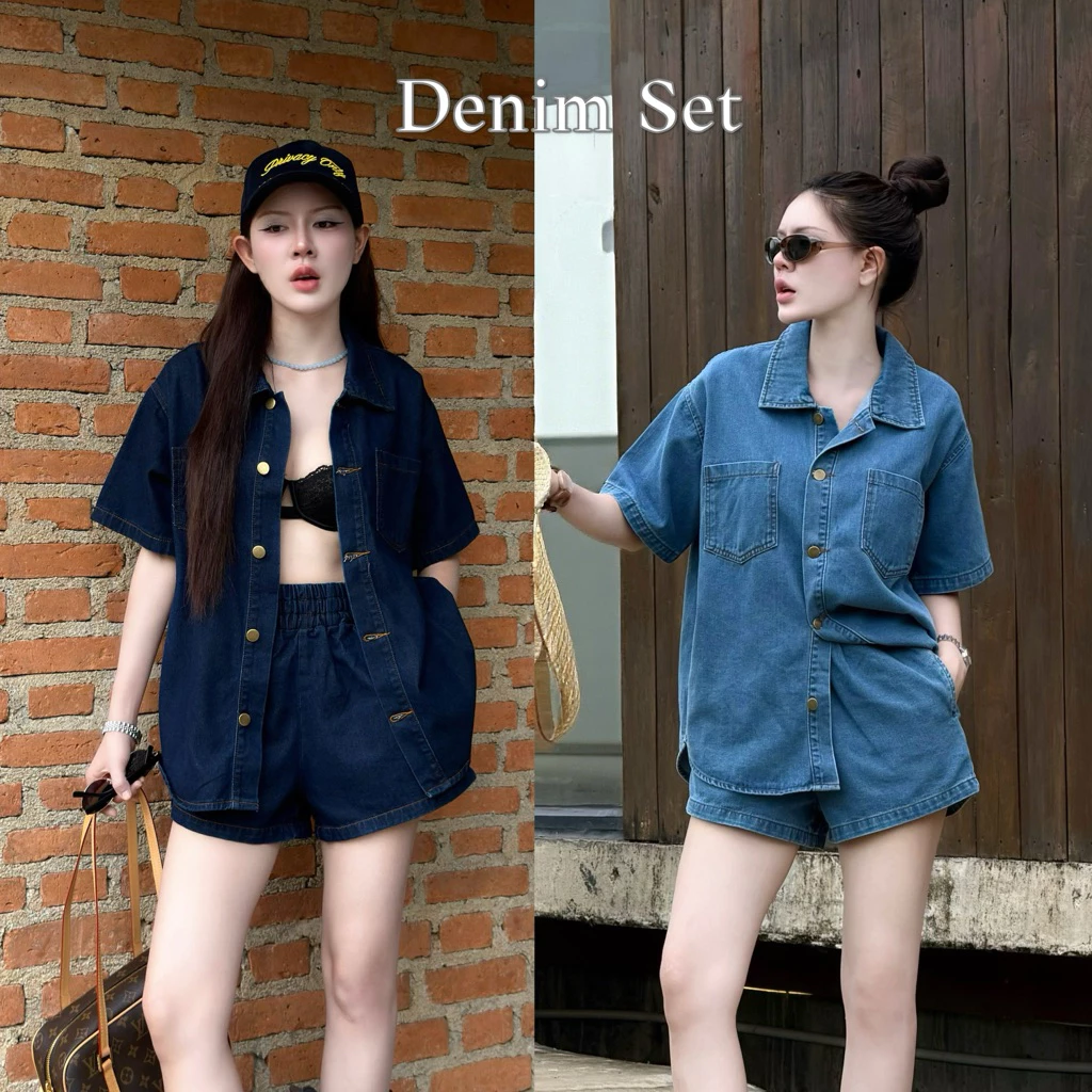 [ห้ามเผื่อไซส์] Denim Set ชุดเซ็ตยีนส์แท้ เสื้อ+กางเกง