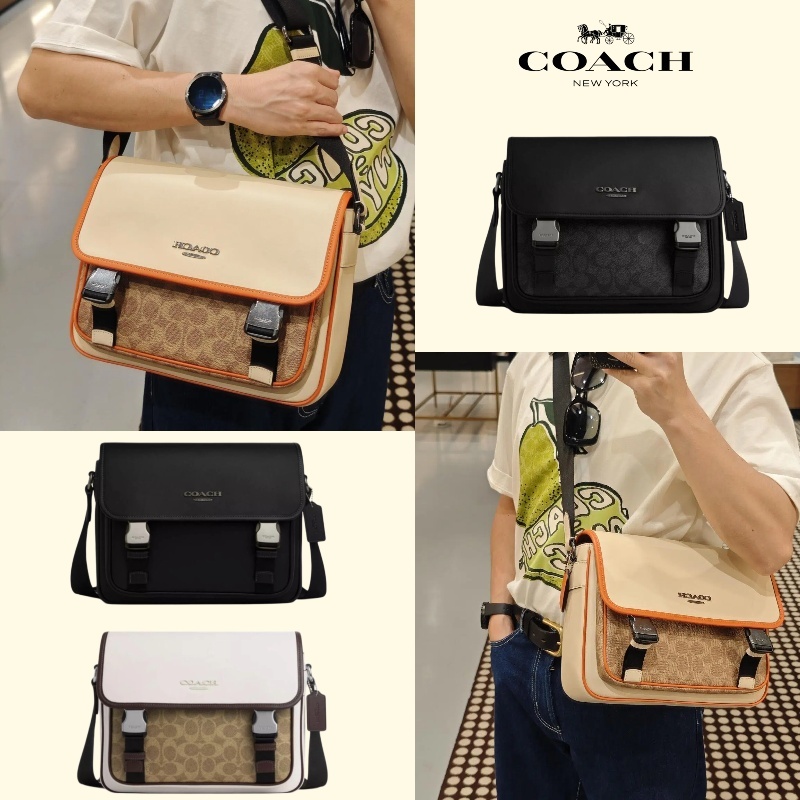 ✈️ ของแท้ 100%✅ COACH RACER 28 กระเป๋าสะพายข้าง/ไหล่ หนังลูกวัวสองสี รุ่นผู้ชาย