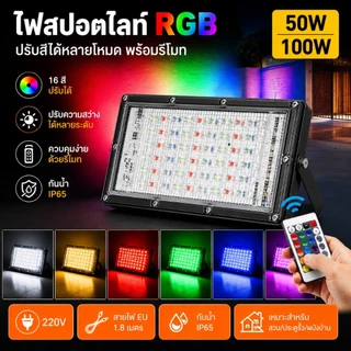 🚀ส่งด่วน ส่งไว 🚀ไฟตกแต่งสนามหญ้า RGB LED กันน้ำ พร้อมสายไฟมาตรฐานยุโรปยาว 1.8 เมตร กำลังไฟขาออก 50W/100W