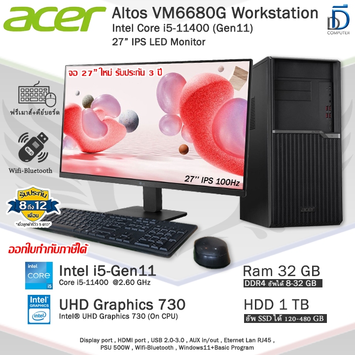 Acer Altos VM6680G Workstation Core i5-11400(Gen11) รุ่นใหม่มาก คอมพิวเตอร์มือสองสภาพสวย พร้อมใช้งาน