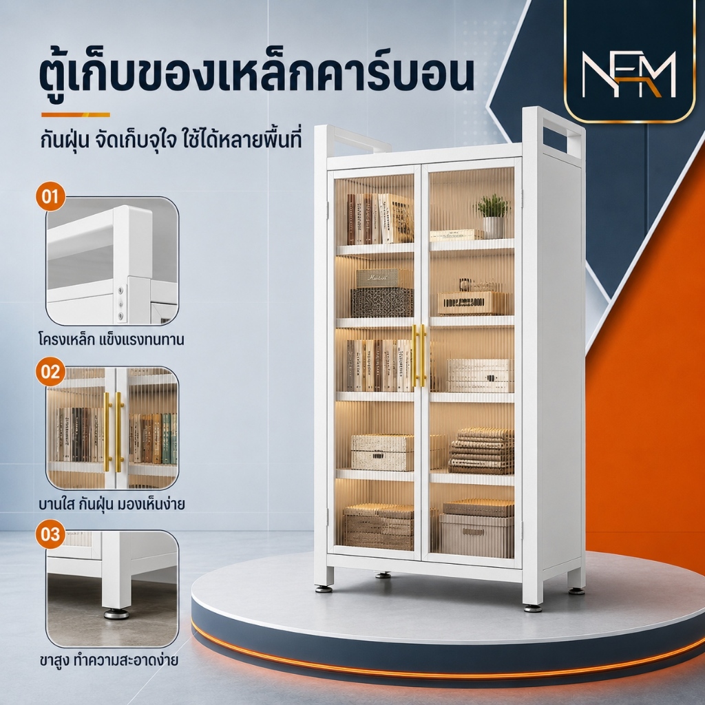 NestFil ตู้กับข้าว มีชั้นป้องกันสนิม กันน้ำ มีพื้นที่ในการจัดเก็บสินค้ามาก มีประตูตู้ที่โปร่งใส