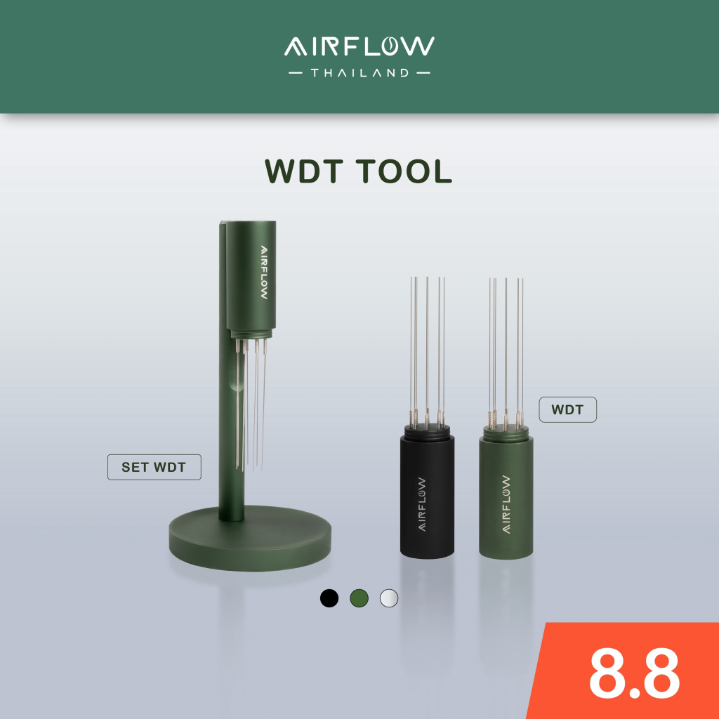 Airflow เข็มเกลี่ยผงกาแฟแม่เหล็ก Magnetic WDT Tool สเตนเลสสตีล 8 เข็ม ที่เกลี่ยกาแฟ Coffee Distribut