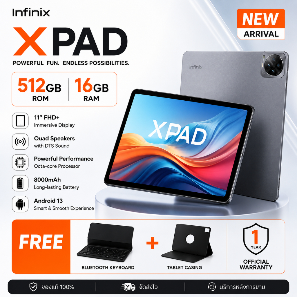Infinix X Pad (16GB+512GB) 11" 4K 120Hz | Helio G99 | 8000mAh | 1-Year Warranty + Keyboard + Casing