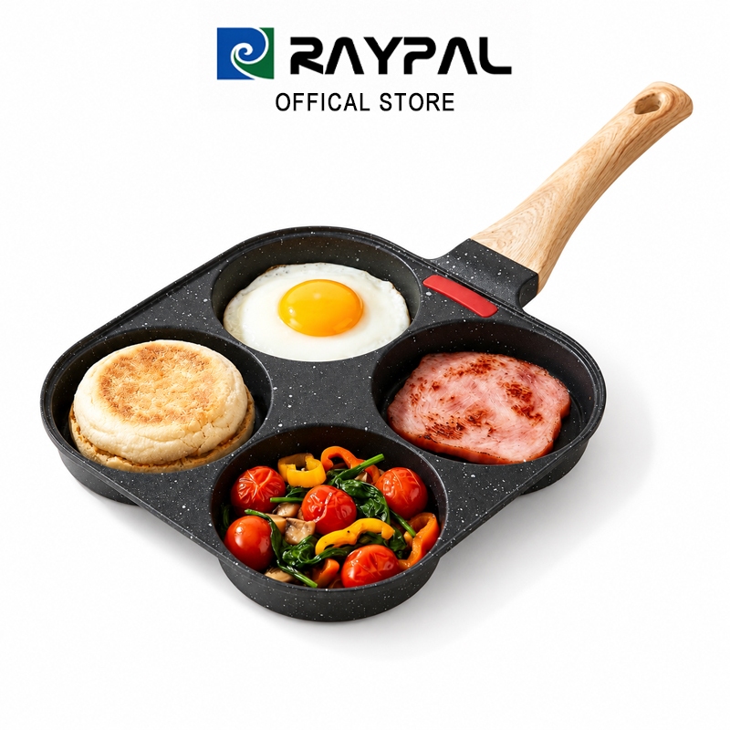 RAYPAL กระทะทอดไข่4หลุม ใช้ทอดไข่ดาว ทอดแฮม ทำอาหารไม่ติด เค
