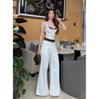 Haper Jeans 1390.- กางเกงยีนส์เอวต่ำ ขากระบอกใหญ่ เนื้อผ้านุ่มพรีเมียมใส่สบาย