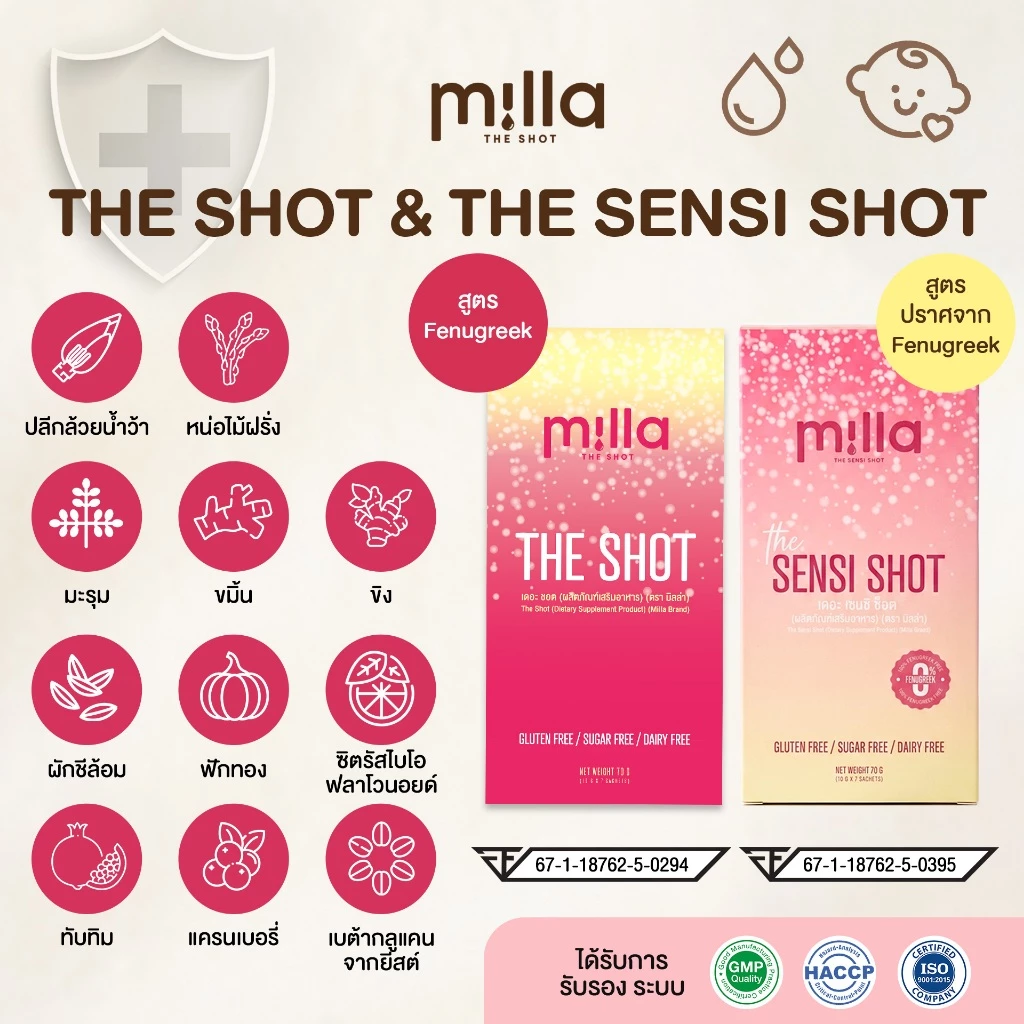Milla The Shot / Milla The Sensi Shot วิตามินแม่ให้นม แบบน้ำ กระตุ้นน้ำนม กู้น้ำนม ฟื้นฟูแม่หลังคลอด เพิ่มน้ำนม