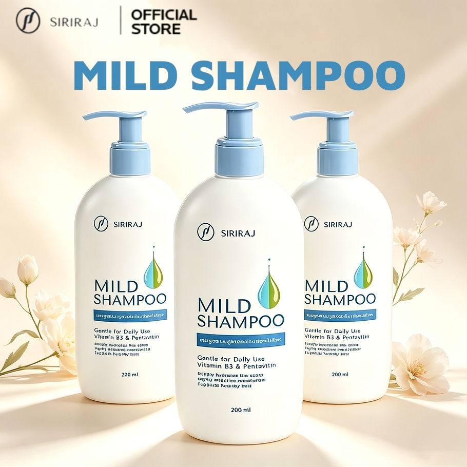 แพ็ค 3 ขวด Siriraj Mild Shampoo สุดคุ้ม ฟื้นฟูผมเสีย ทำความสะอาดอ่อนโยน