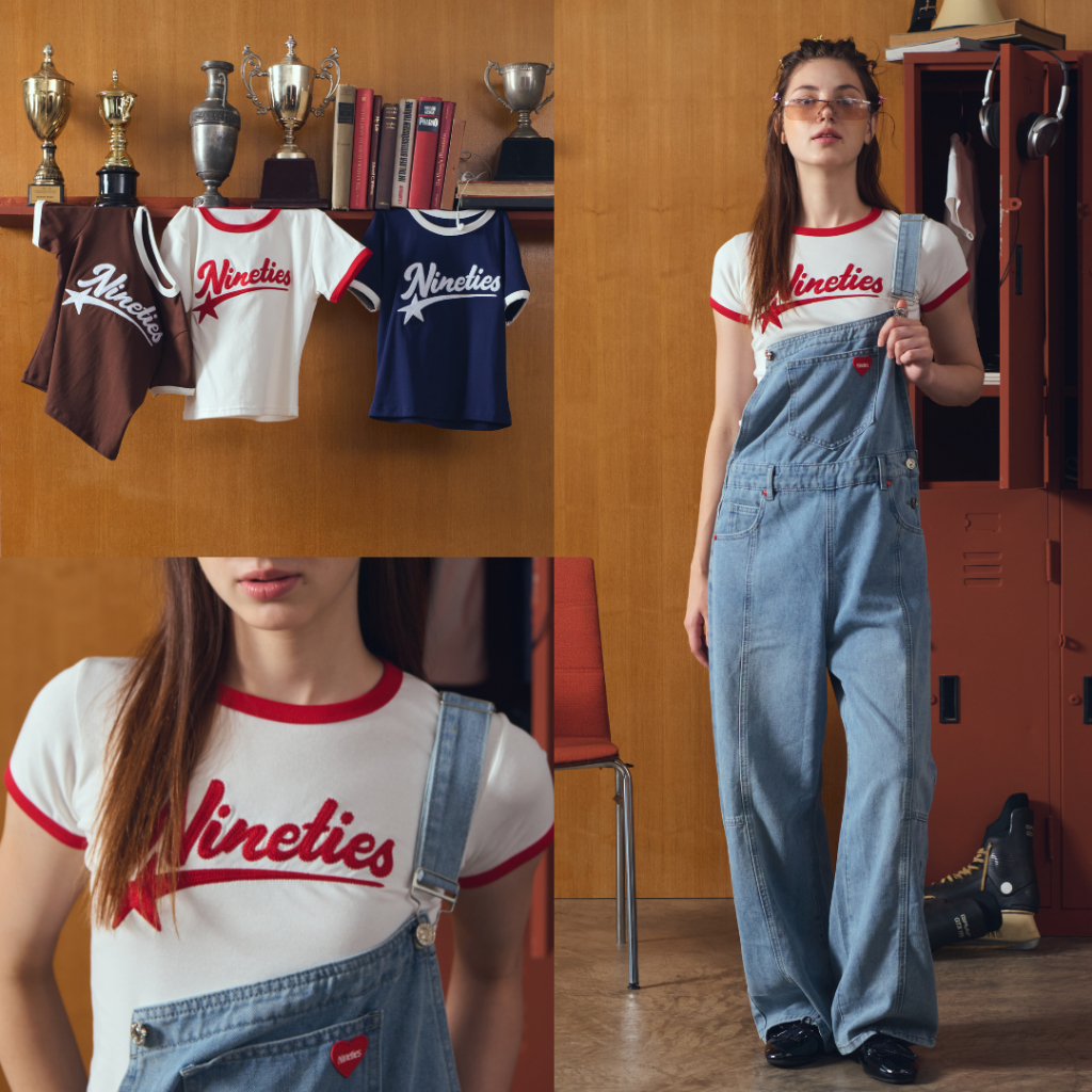 Nineties Design : Sport Nostalgia Ringer เสื้อยืดครอป ทรงสลิม รุ่น Bia