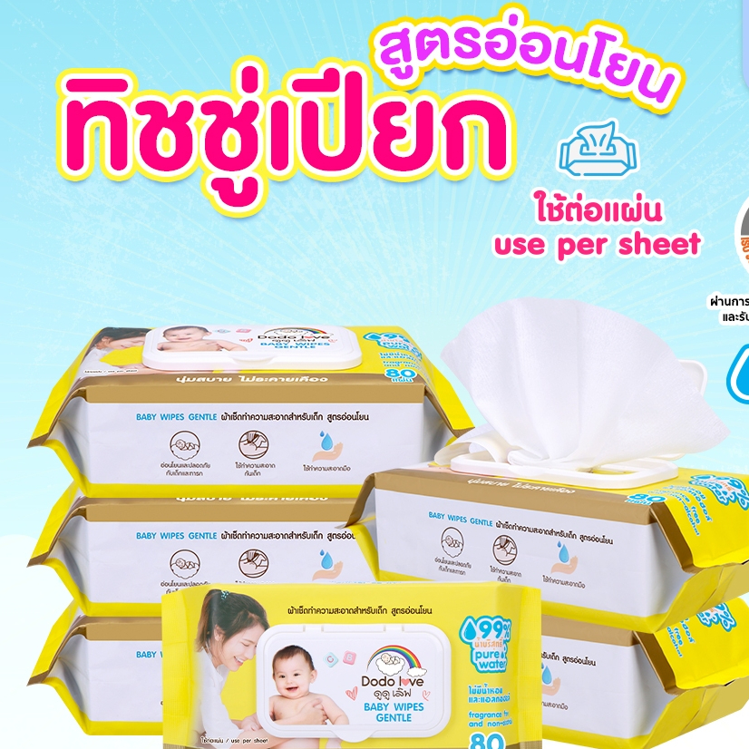 [ยกลัง6] babykids ทิชชู่เปียก Baby Wipes ผ้าเช็ดทำความสะอาดสำหรับเด็ก ทิชชู่ ทิชชูสำหรับเด็ก แบบดึงไม่ติดกัน
