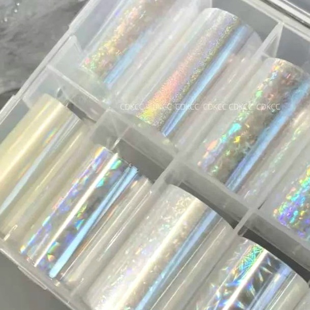 เซตฟอยล์ติดเล็บสีรุ้ง CDKCC Rainbow Nail Foil เนื้อบาง บรรจุกล่อง 10 ชิ้น พร้อมส่ง
