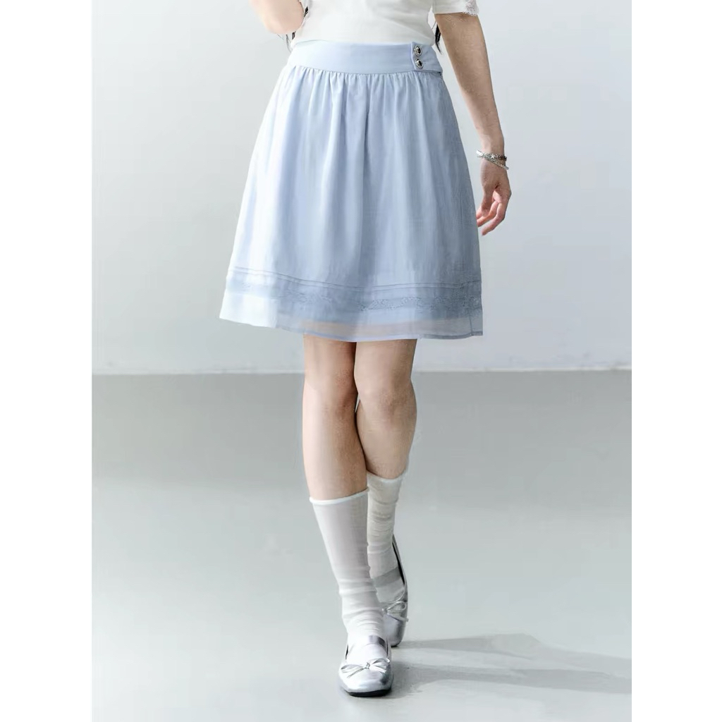 Fragile heart - Blue and White Diary Versatile Tencel Midi Skirt