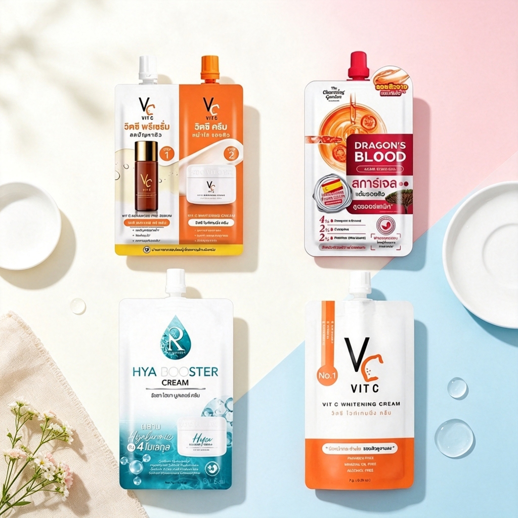 (แบบซอง) Dragon's blood acne scar gel/VC Vit C Whitening Cream/2 in 1 VC/Ratcha Hya Booster Serum เซรั่มไฮยา บูสเตอร์
