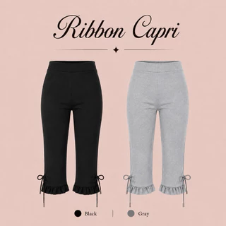 (Pre Order *เฉพาะสีดำไซซ์ , เทา M) SEPTEMBER ME -Ribbon Capri กางเกงคาปรี