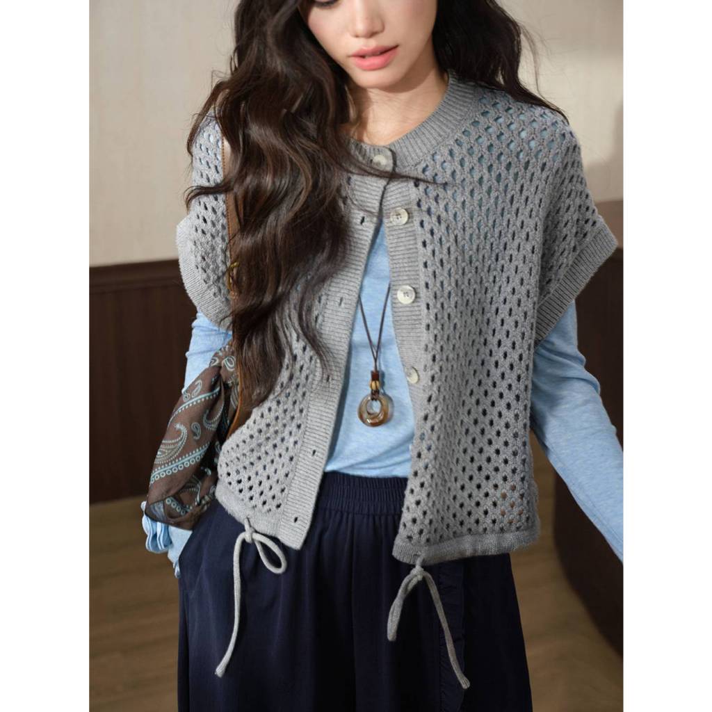 [Preorder] KUOSE : Openwork Short Sleeve Cardigan