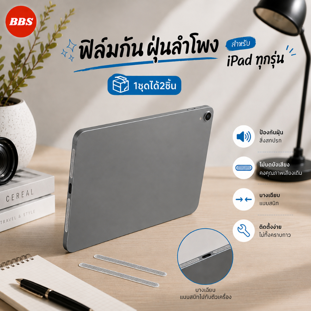 ฟิล์มกันฝุ่นลำโพง 1ชุด2ชิ้น สำหรับ iPad ทุกรุ่น Gen11/10 Air8/7/6/5/4 Pro8/7/6/5/4/3 Mini7/6/5/4