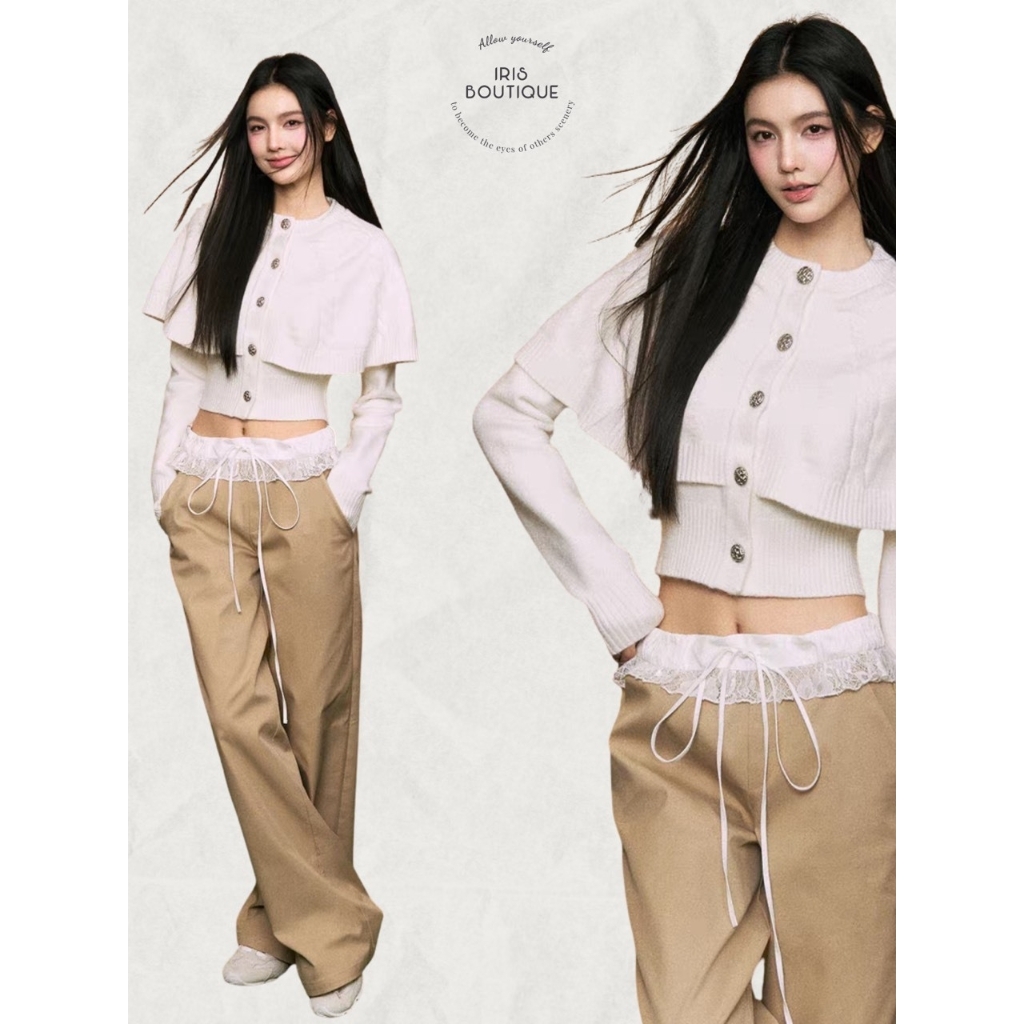 สินค้าลิขสิทธิ์แท้ IRIS BOUTIQUE Spring IS2025010308 Angel sweater เสื้อไหมพรม แฟชั่นเกาหลี ผ้ายืดหยุ่น