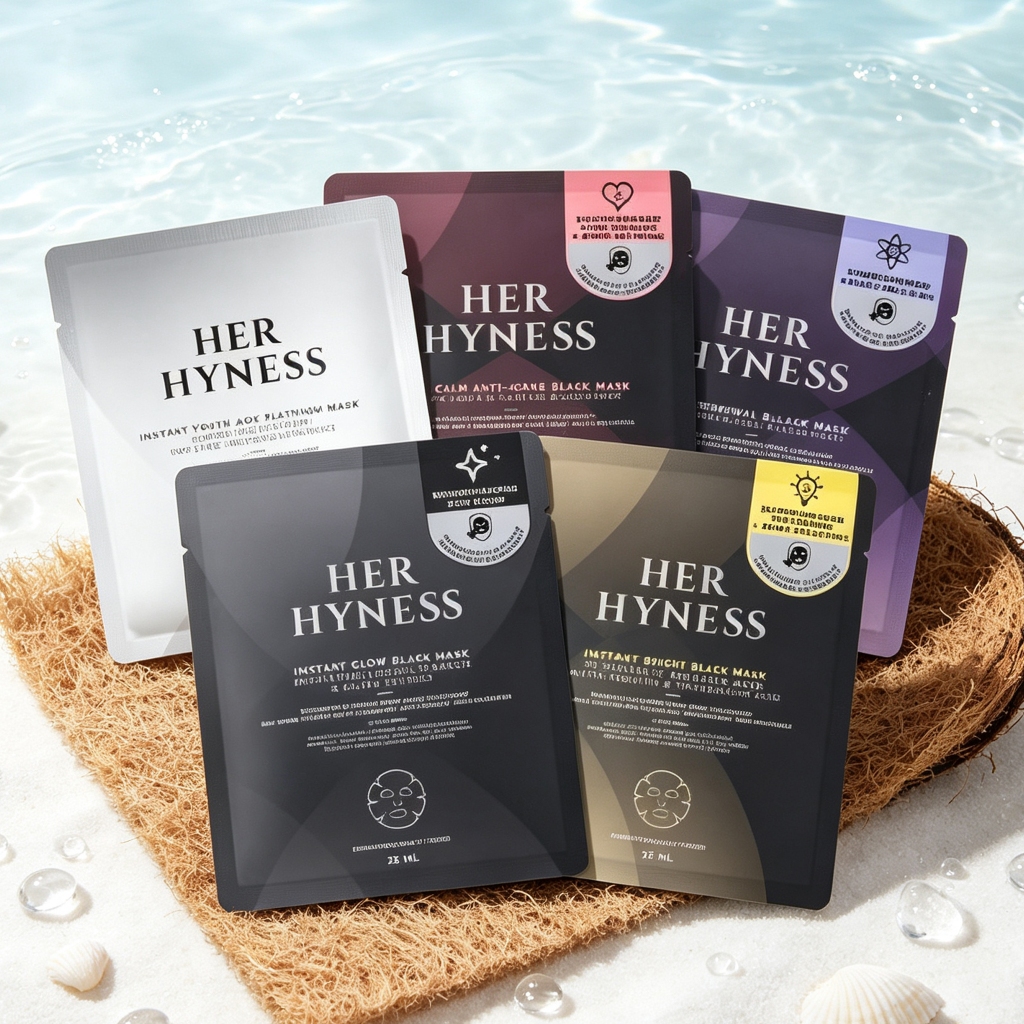 HER HYNESS INSTANT GLOW BLACK MASK SHEET มาส์กดำผิวโกลว์ ลดรอยสิว ใน 40 นาที