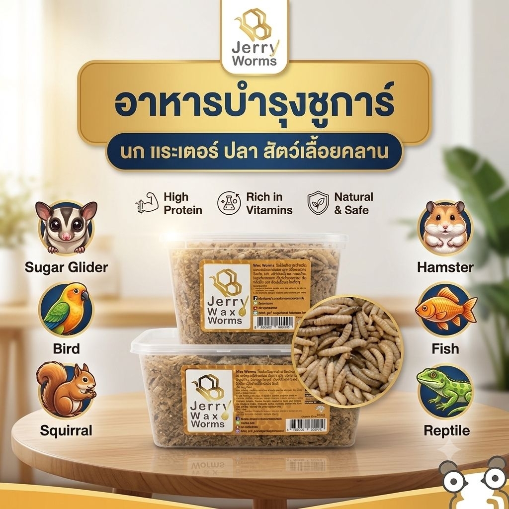 อาหารบำรุงนก บำรุงชูการ์ กระรอก แฮมเตอร์ ปลา และสัตว์เลื้อยคลานต่างๆ (Wax)