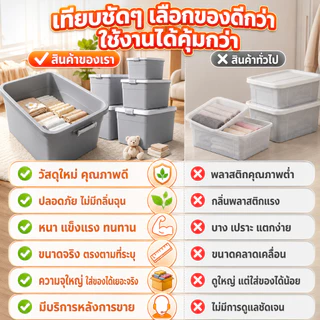 MULI กล่องเก็บของ กล่องพลาสติก ดีไซน์ใหม่ พลาสติก PP หนา กันน้ำ กันฝุ่น กล่องเก็บของขนาด 35/80/170/230/310/410L