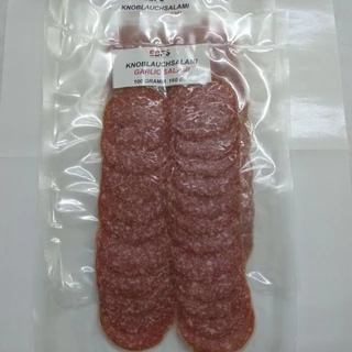 TGM 2 × 100 Gramm Knoblauchsalami / 2 ×100 grams garlic salami /ซาลามี่กระเทียมเนื้อผสมหมู สไลด์ 2x100 กรัม ตราทีจีเอ็ม