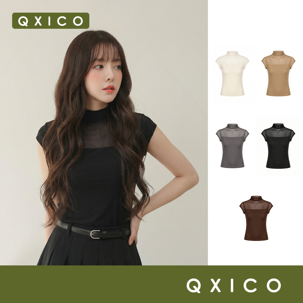 QXICO.TH รุ่น CS280 เสื้อคอปีน เสื้อแขนล้ำ เสื้อแฟชั่นผู้หญิง เรียบหรู มินิมอล สไตล์เกาหลี เสื้อทำงาน เสื้อใส่เที่ยว