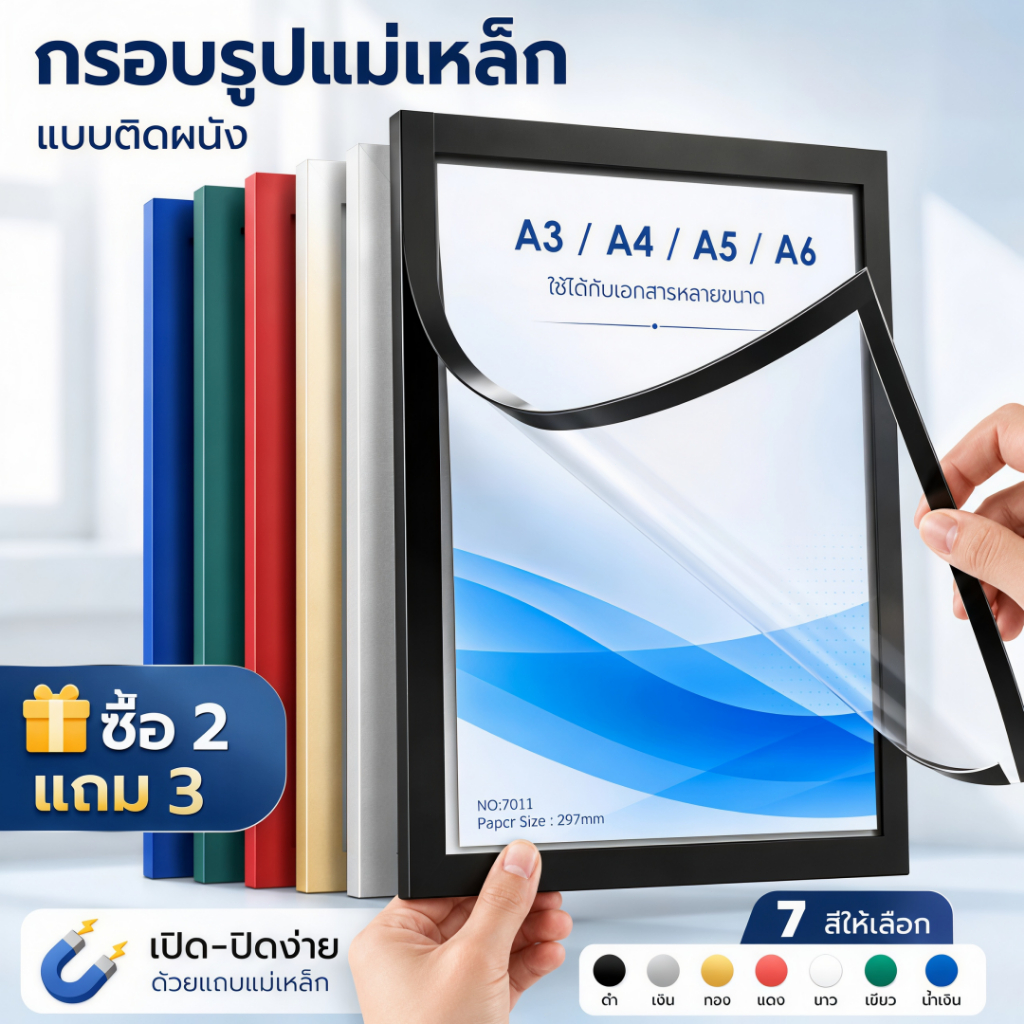 🔥พร้อมส่ง🔥ป้ายติดผนัง กรอบป้ายติดผนัง ซองใส่เอกสาร ขอบแม่เ