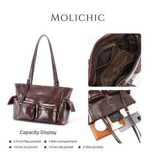 MOLICHIC Pocket Utility Bag กระเป๋าสะพายข้าง ใบใหญ่ จุของได้เยอะ หนังพรีเมียม ดีไซน์ช่องเก็บของเยอะ สไตล์เกาหลี