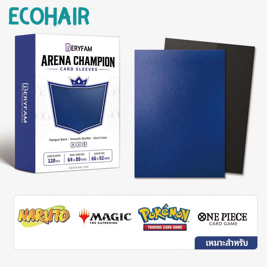120ใบ BERYFAM ซองใส่การ์ด matte ซองใส่การ์ดสี เนื้อด้าน 64x89mm สำหรับ โปเกมอน วันพีซ TCG นารูโตะ Lorcana ARENA CHAMPION
