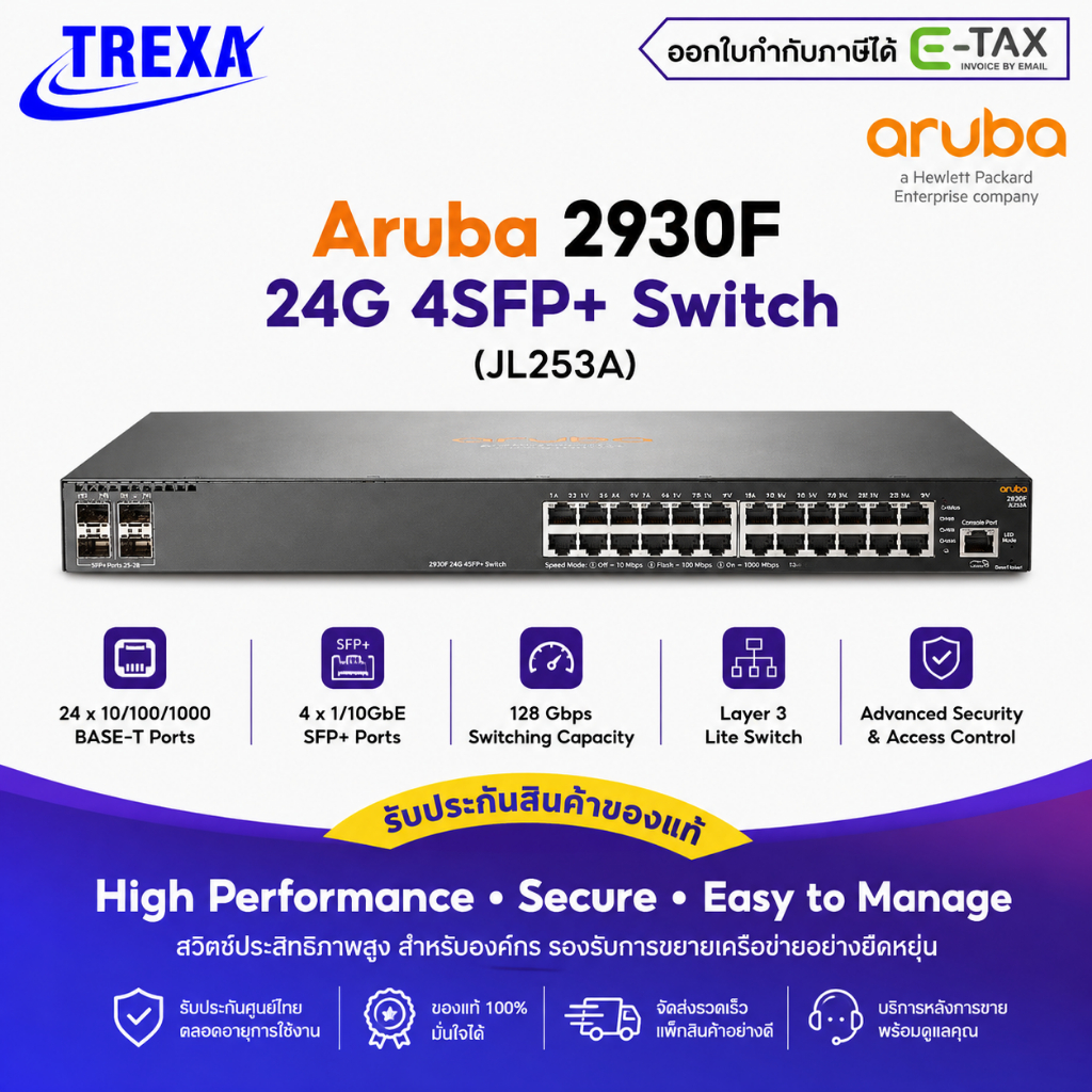 HPE Aruba Networking 2930F 24G 4SFP+ Switch [JL253A]