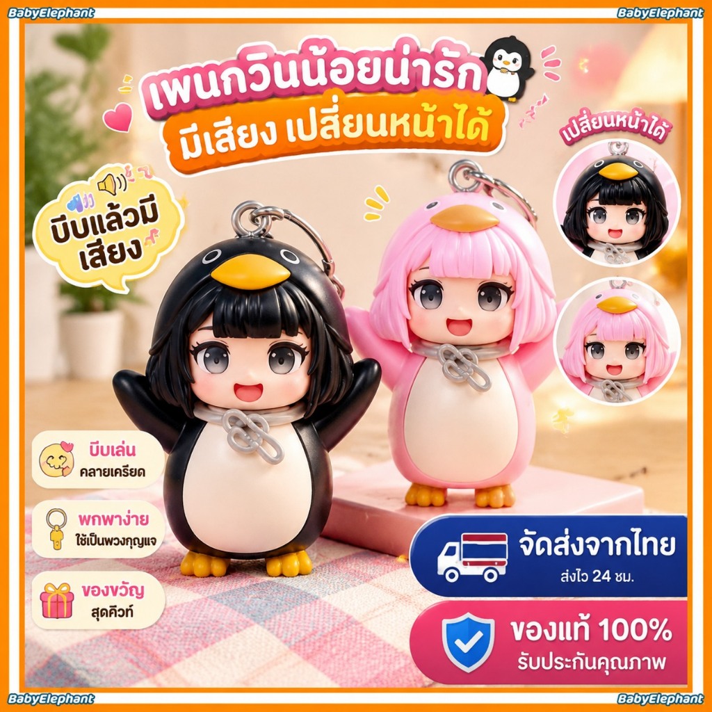 น่ารัก กูกูกา เพนกวินพร้อมเสียงของเล่นความเครียดบรรเทาเปลี่ยนใบหน้าสะสม ของขวัญสุดคิวท์