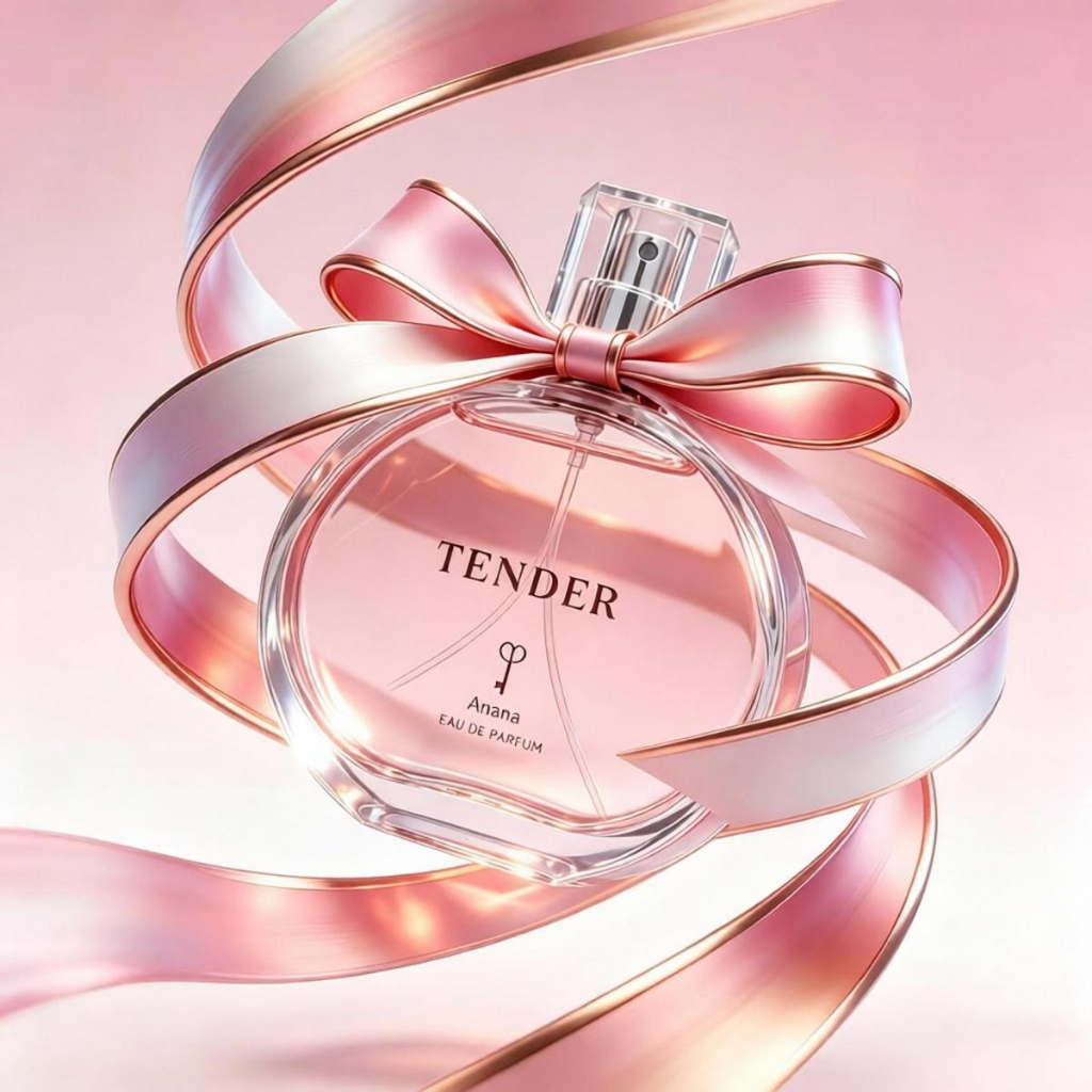 Ariana Tender Eau De Parfum 100ml, Transparent Round Crystal Bottle with Pink Fragrance Liquid, Soft Sweet Floral Scent,