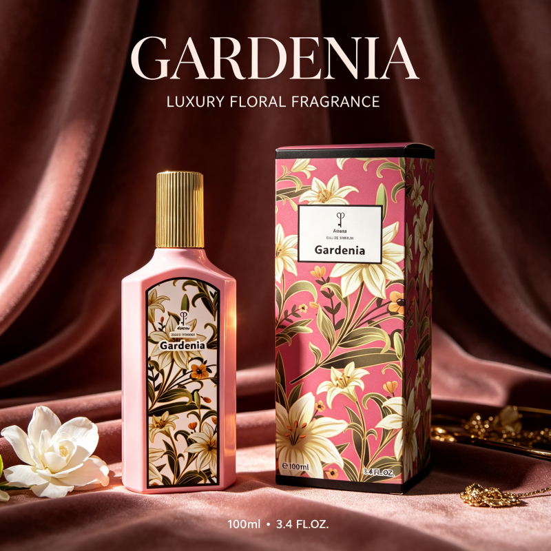 Ariana Gardenia Eau de Parfum 100ml, Retro Pink Body with Golden Cap, Exquisite Gardenia Floral Printed Bottle & Gift Bo
