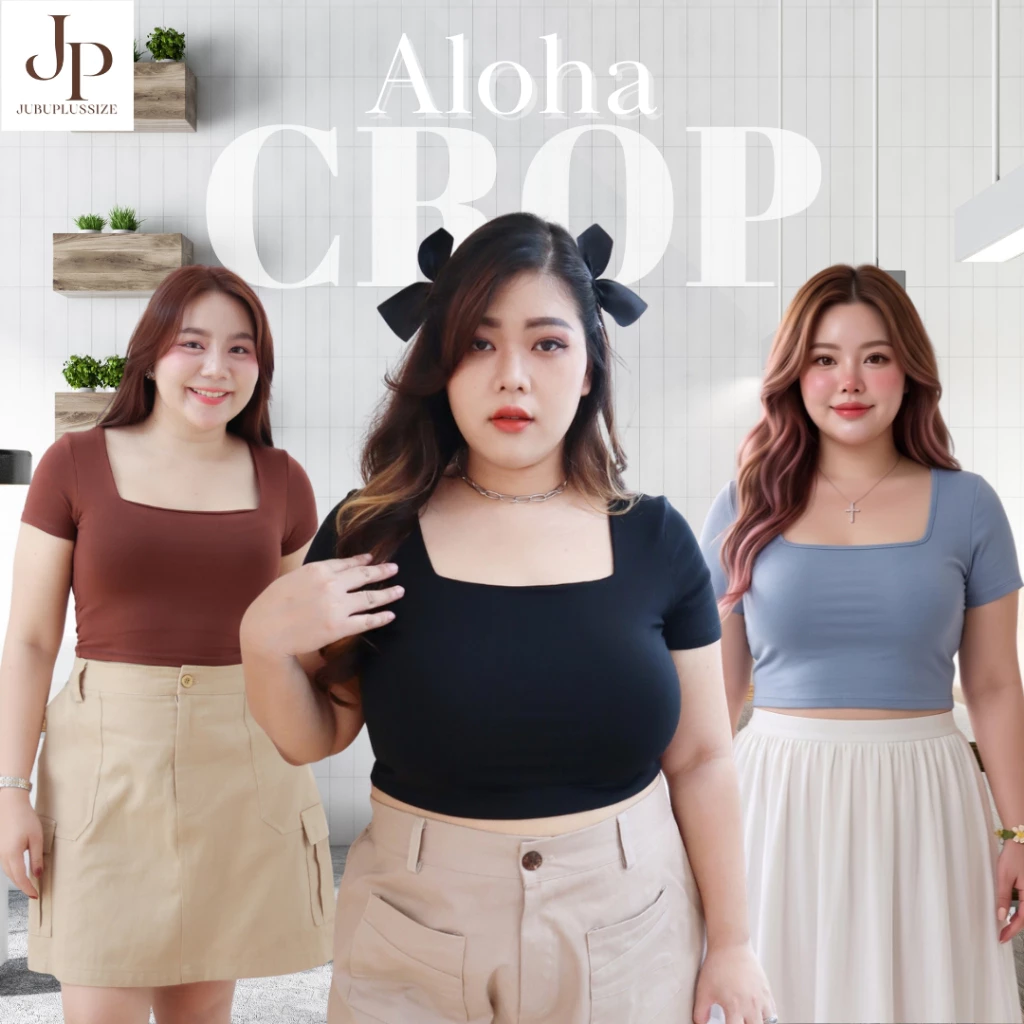 ส่งทันที!🛵 เสื้อครอปคอเหลี่ยมแขนสั้น เสื้อพลัสไซส์ ผ้าเรย่อน ผ้ายืดนุ่ม อก 36-50 นิ้ว plussize #487