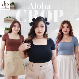 ส่งทันที!🛵 เสื้อครอปคอเหลี่ยมแขนสั้น เสื้อพลัสไซส์ ผ้าเรย่อน ผ้ายืดนุ่ม อก 36-50 นิ้ว plussize #487