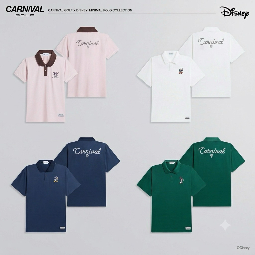 [แท้ % ของใหม่] เสื้อโปโลแขนสั้น CARNIVAL GOLF x DISNEY MINIMAL POLO
