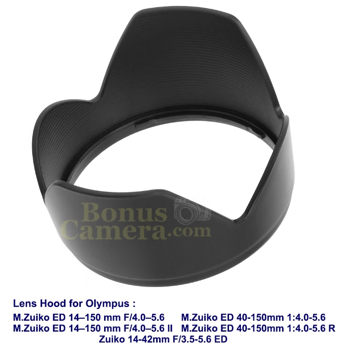 LH-61C ฮู้ดสีดำสำหรับเลนส์ M.ZUIKO 14–150mm F/4.0–5.6 II,14–150mm F/4.0–5.6,40-150mm 1:4.0-5.6 R Lens Hood
