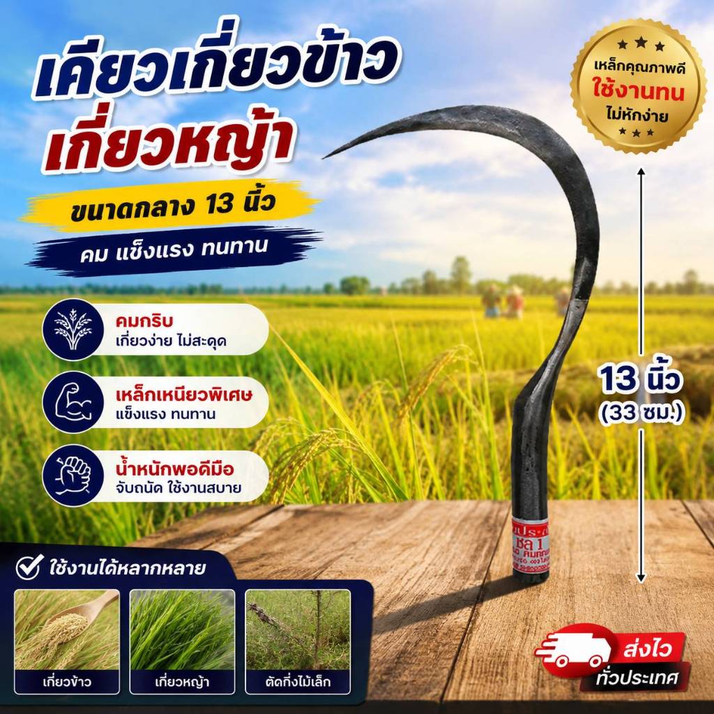 เคียวเกี่ยวข้าวดีดเก็บข้าวดีด 13นิ้ว