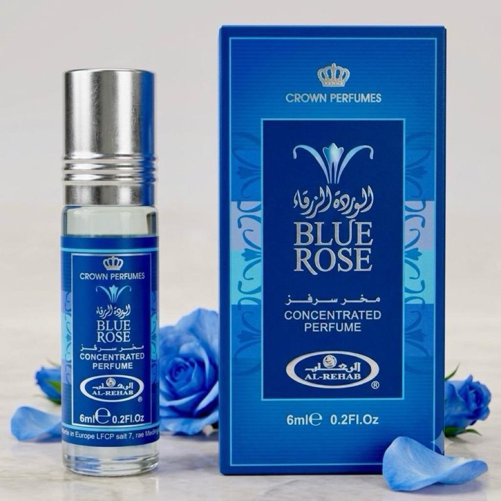 น้ำหอม Blue Rose 6ml (Crown Perfumes) Al-Rehab กลิ่นกุหลาบสีน้ำเงินที่มีความนุ่มนวลอบอุ่นและละมุนของดอกไม้ต่างๆ