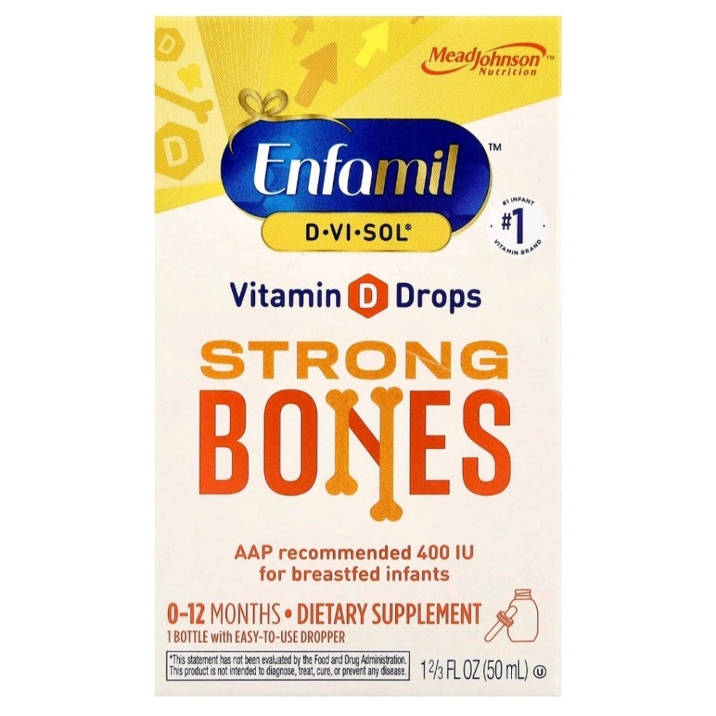 Enfamil, D-Vi-Sol, Vitamin D Drops, Strong Bones, 0-12 Months, 1.66 fl oz (50 ml)