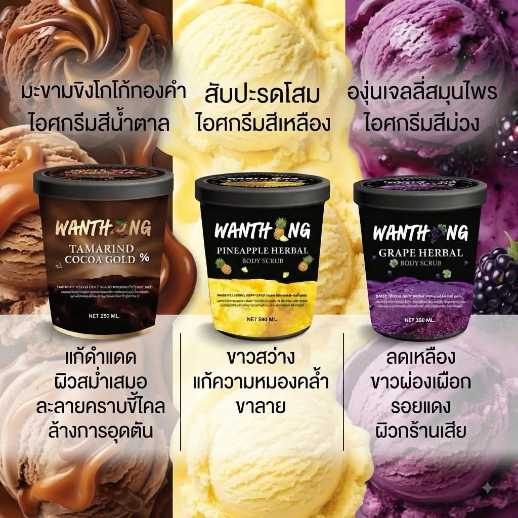 รวมสครับวันทอง สูตรสับปะรด สูตรมะขามขิงโกโก้ สูตรองุ่น                                . thumbnail 3
