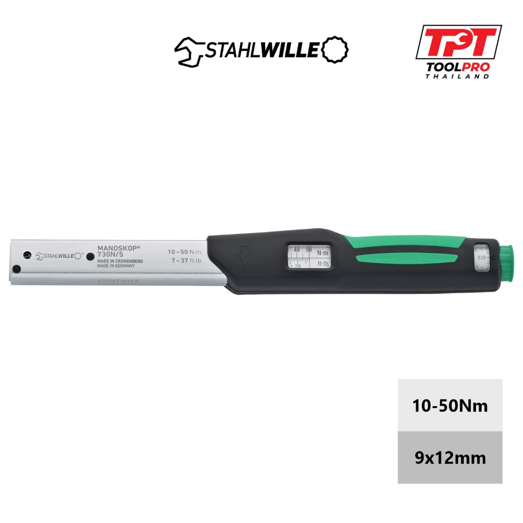 Stahlwille ประแจปอนด์ 9x12mm, 10-50Nm, MANOSKOP® 730N/5 Torque Wrench (50181005)