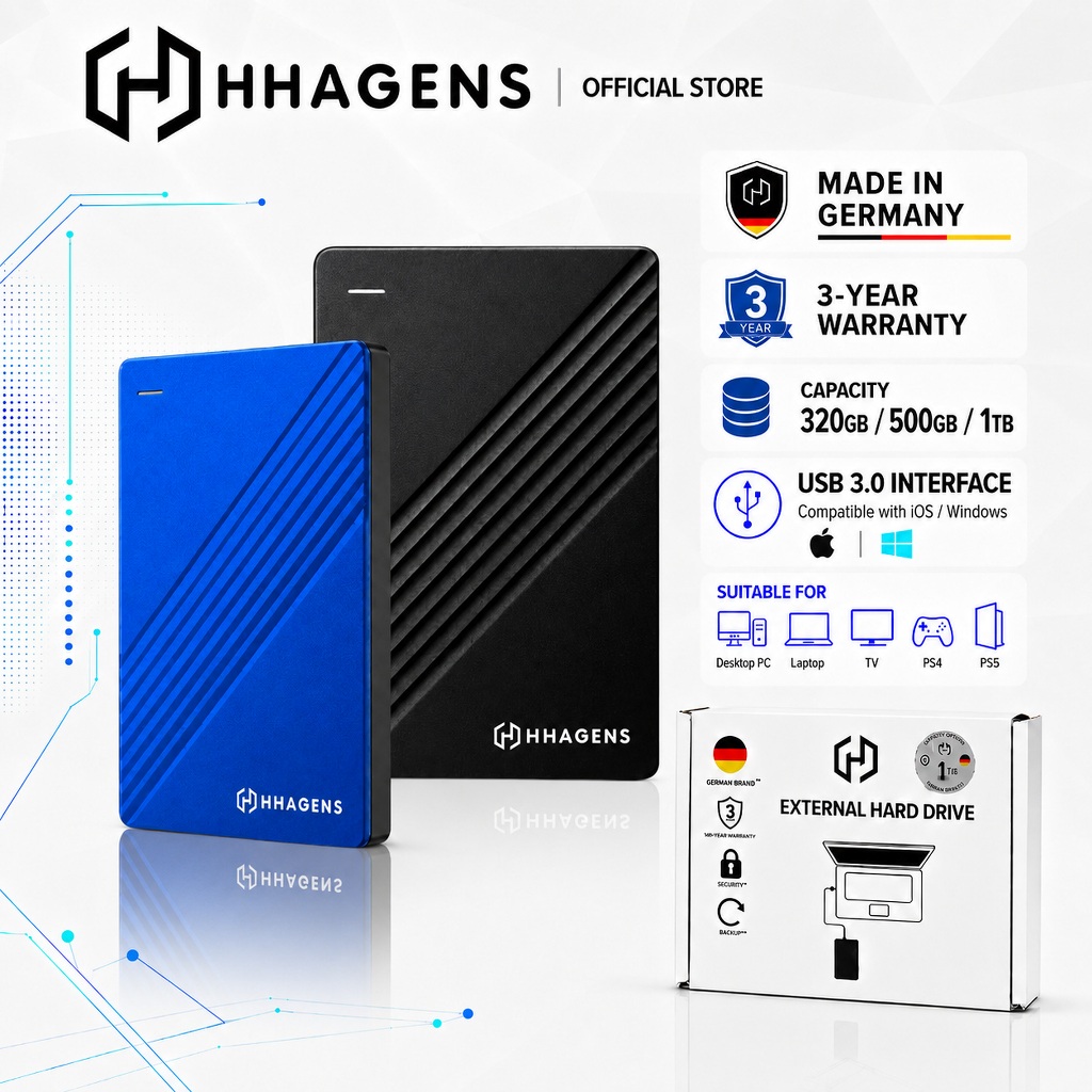 HHAGENS HDD 320GB 500GB ฮาร์ดไดรฟ์ 1TB ฮาร์ดดิสก์ USB3.0 Hard Disk/Portable Hard Drive/External for 