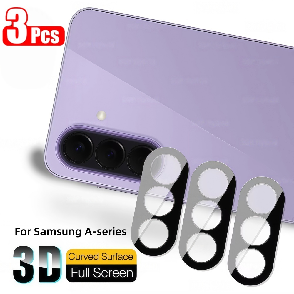 For Samsung Galaxy A56/A36 A55/A35 A57/A37 3PCS 3D Arc Edge Lens Film For Samsung A-series Camera Le