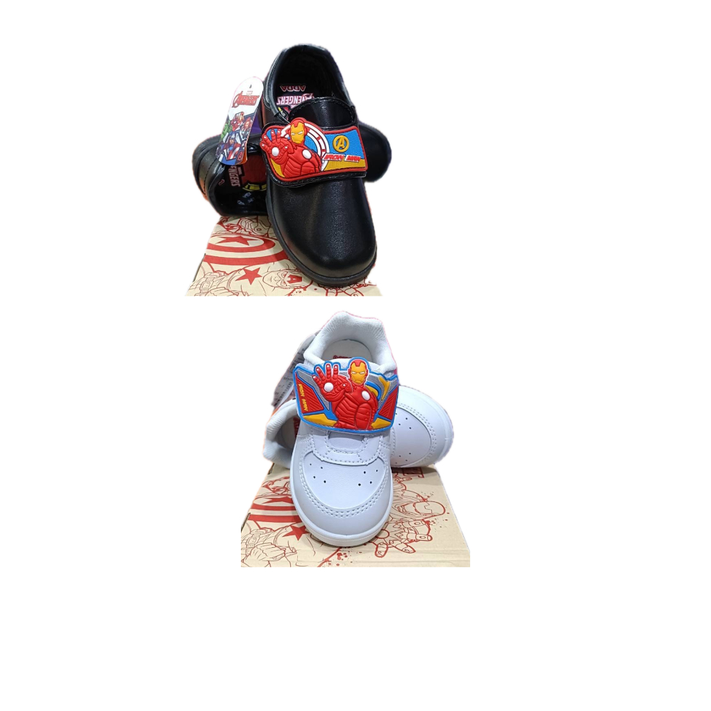 รองเท้านักเรียนเด็ก ADDA ไอรอนแมน ดำ ขาว Iron Man 41N19C1/41A19B1 เบอร์ 25-35