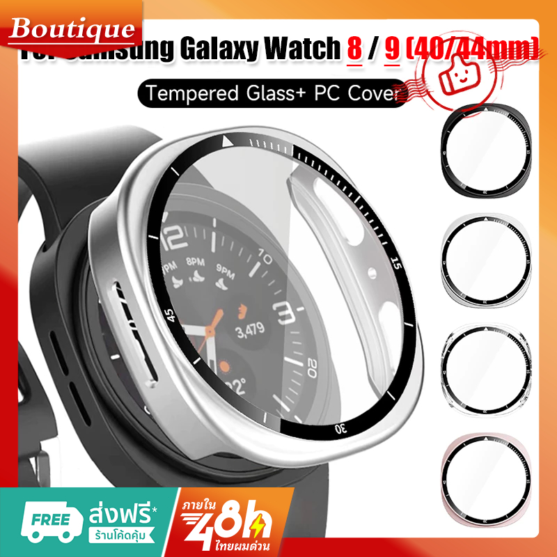 สำหรับ Samsung Galaxy Watch9 8 44 มม. 40 มม. กระจกนิรภัย + เคส PC สำหรับอุปกรณ์เสริมสมาร์ทวอทช์ Samsung Galaxy Watch เคส